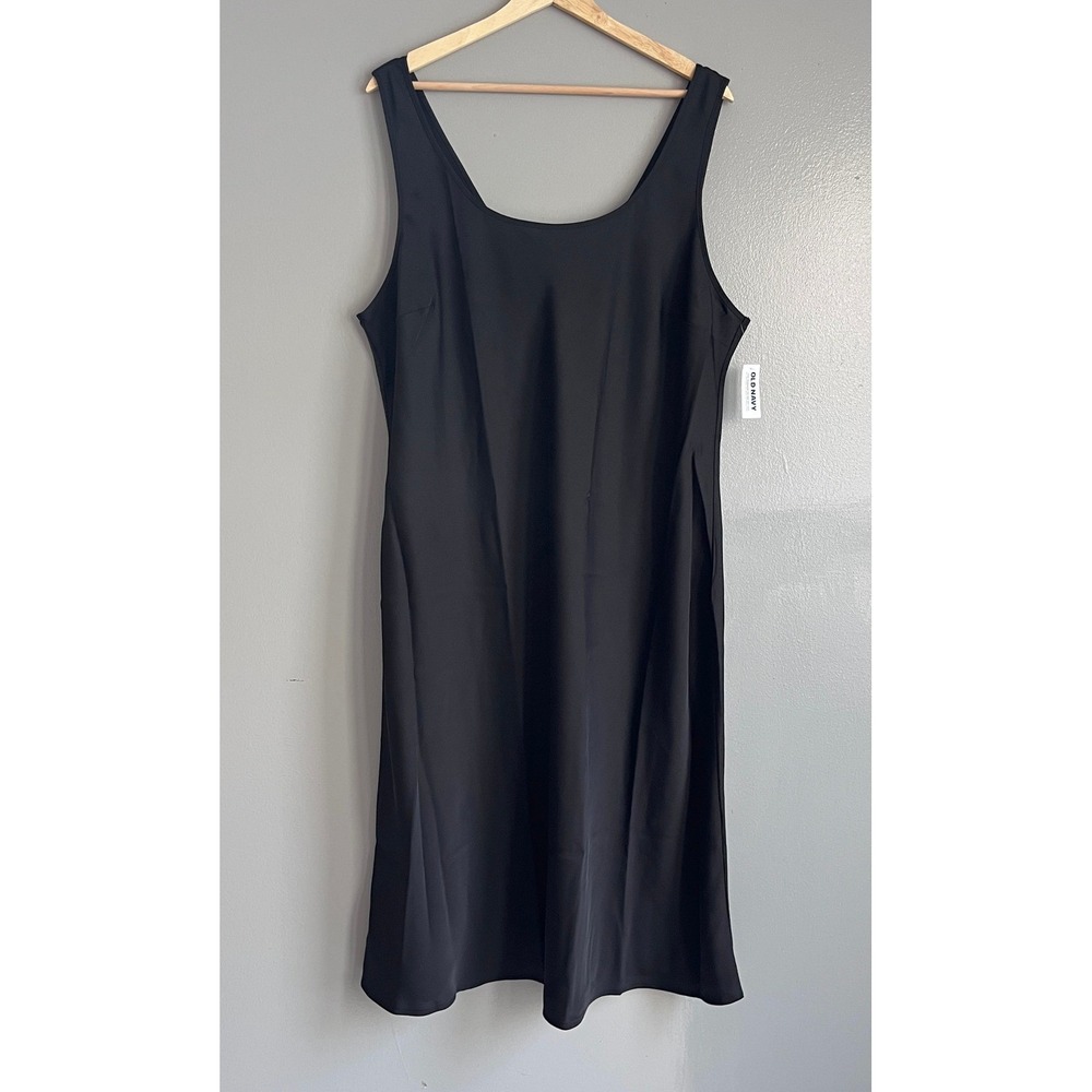 Old Navy Womens Black Bias Satin Sleeveless Midi Slip Dress XL Petite NWT